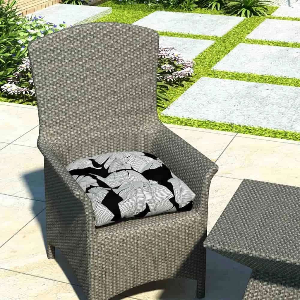 LVTXIII Outdoor U-Shape Tufted Seat Cushions 19”x19”x5" Black Lush Leaf（Set of 2）