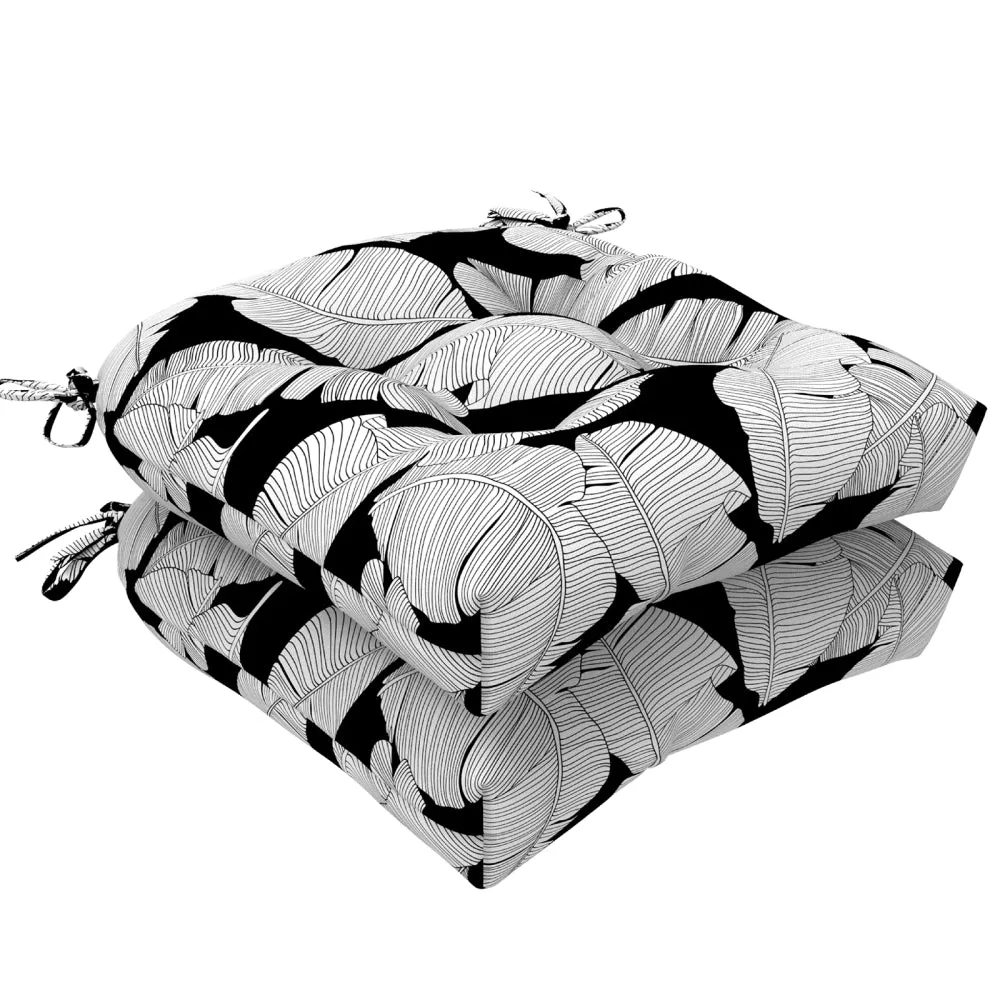 LVTXIII Outdoor U-Shape Tufted Seat Cushions 19”x19”x5" Black Lush Leaf（Set of 2）