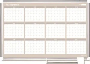 Mastervision 12 Month Year Planner 36 Inch  X 24 Inch  Aluminum Frame