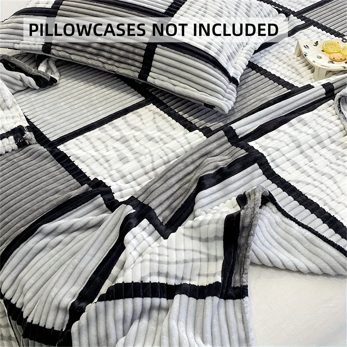 Minimalist Striped Plaid Print Long Plush Blanket  Soft  Versatile