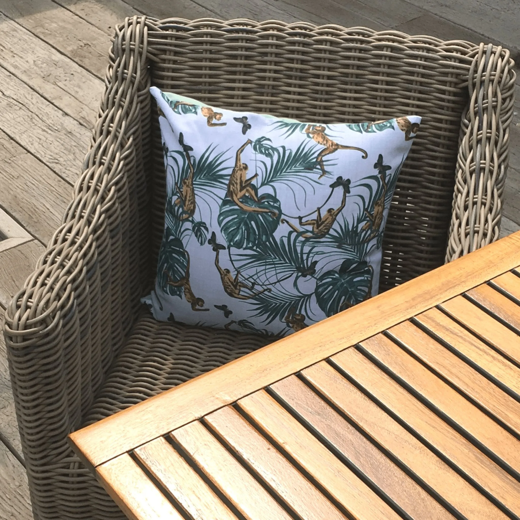 Monkey Water Resistant Garden Cushion Cover Scatter Pillow Cover Tropical Jungle Rainforest