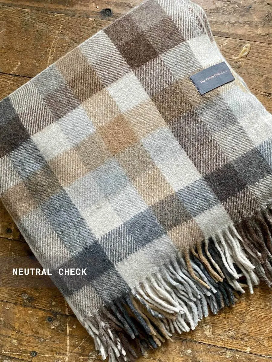 Oversized Recycled Wool Plaid Blanket