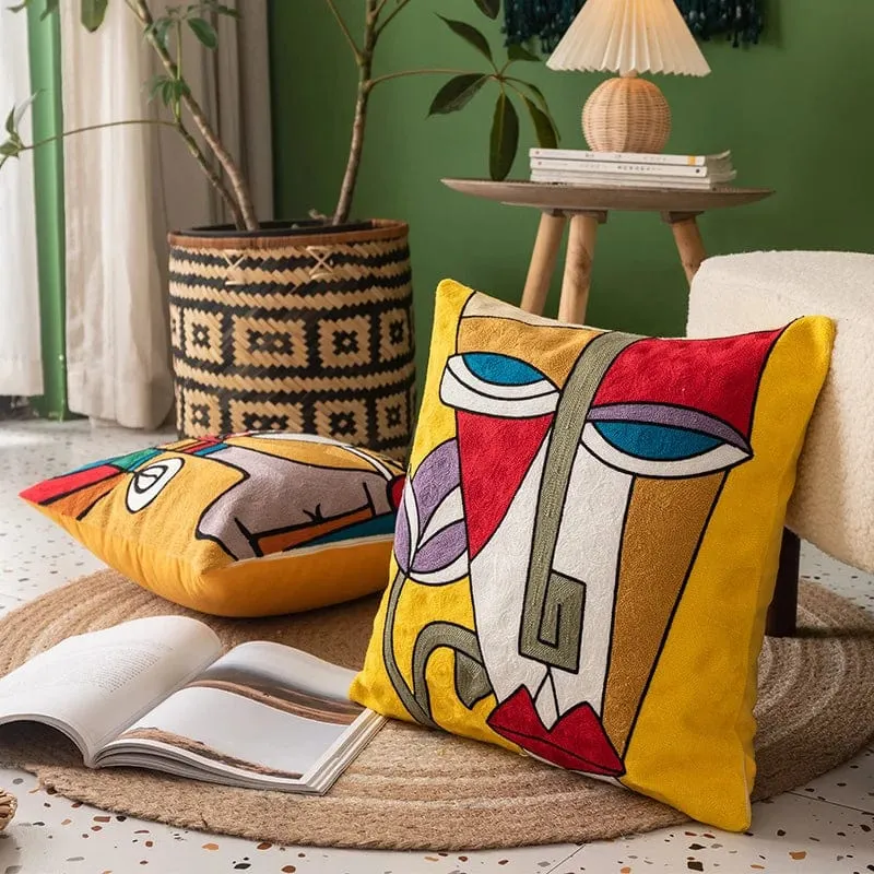 Picasso Graffiti Art Painting Cushion Cover: Printed Polyester Covers for Stylish Home Decoration, Bedding, and Sofa