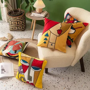 Picasso Graffiti Art Painting Cushion Cover: Printed Polyester Covers for Stylish Home Decoration, Bedding, and Sofa