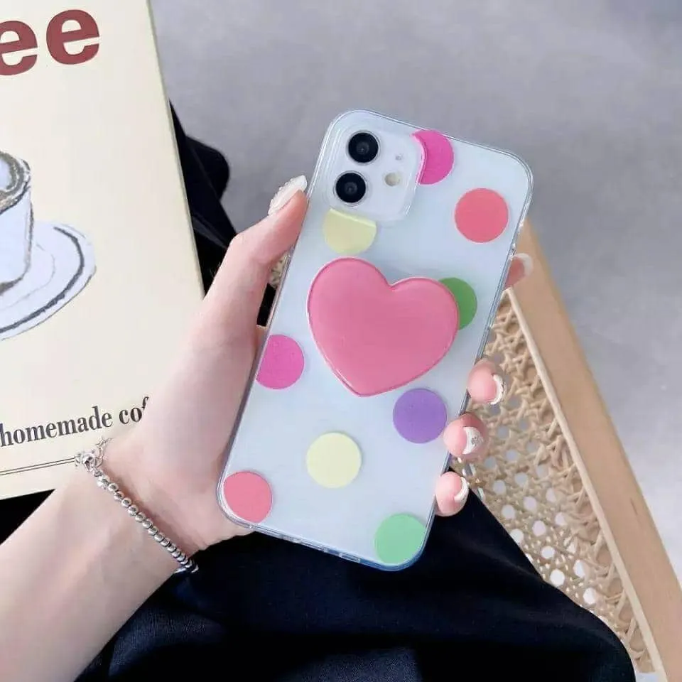 Polka Dot Heart Phone Holder Custom Slim Soft Cases