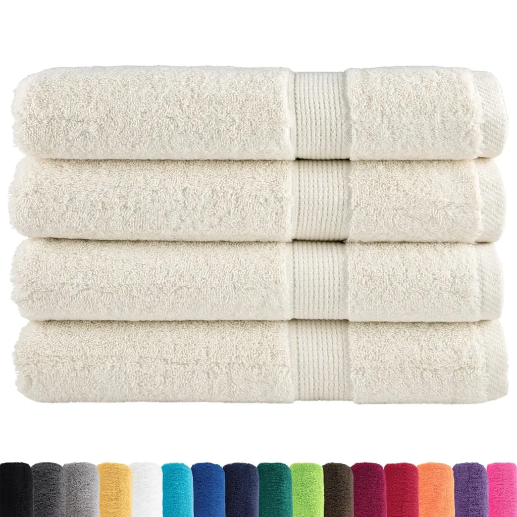 Premium Towels 4 pcs Cream 100x200 cm 600 gsm 100% Cotton