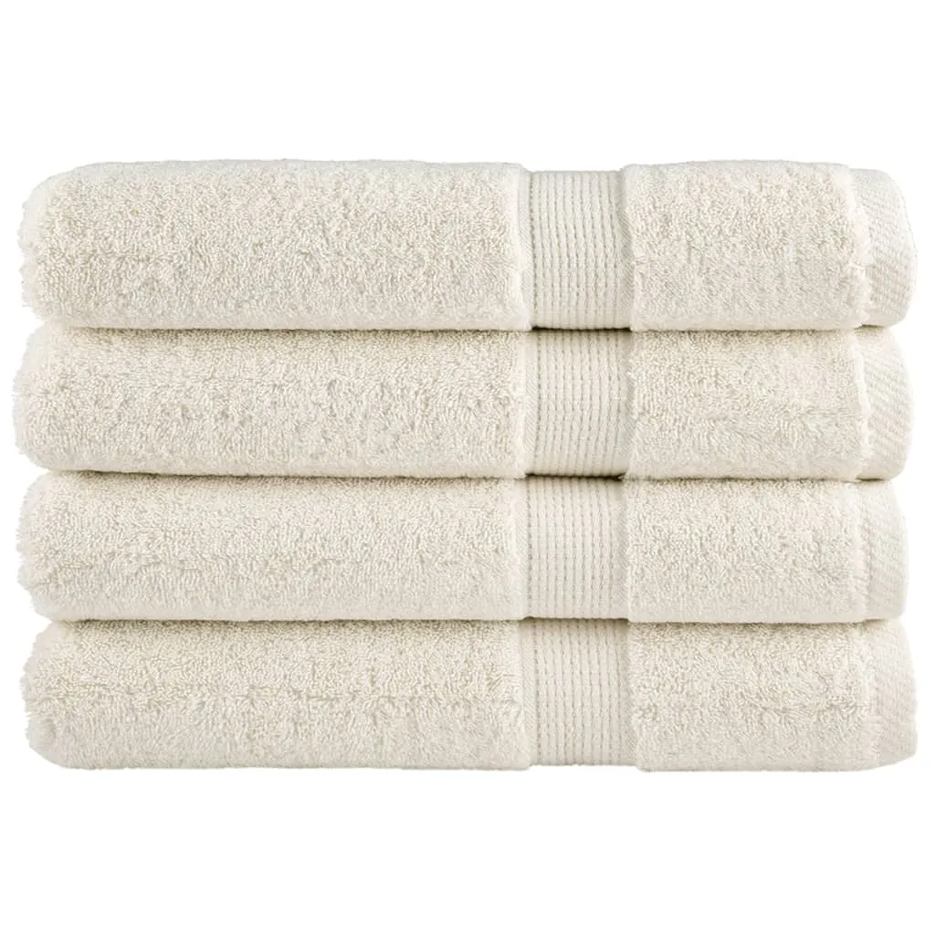 Premium Towels 4 pcs Cream 100x200 cm 600 gsm 100% Cotton