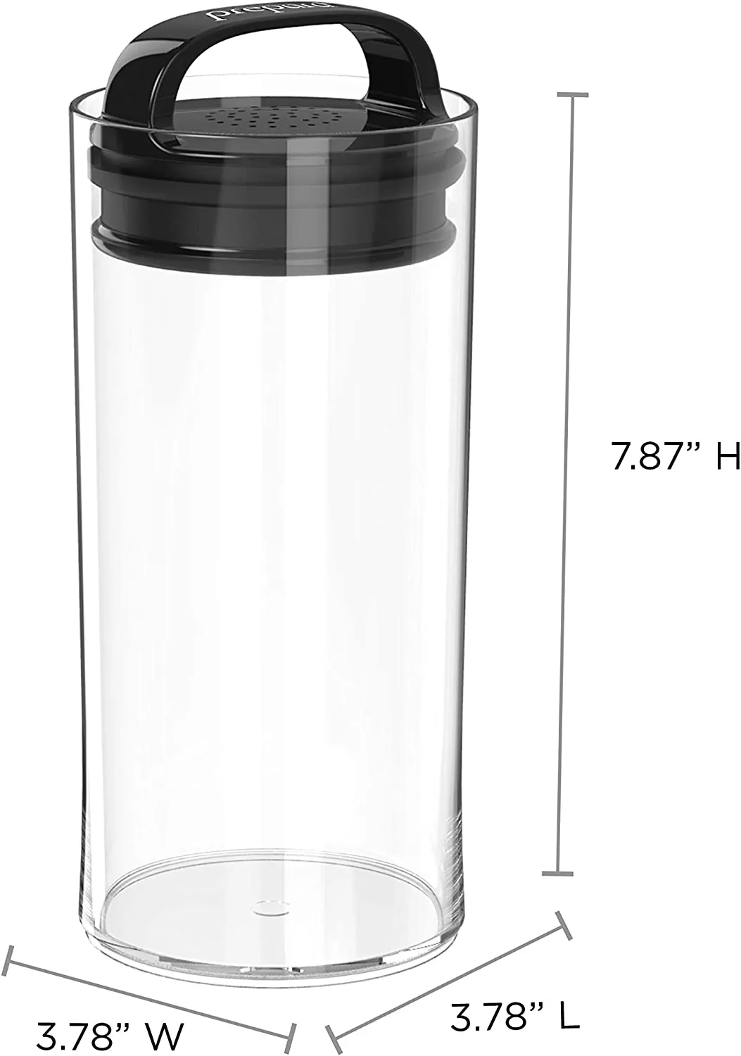 Prepara Evak Fresh Savor Small Tall Airtight Storage Canister – Black Gloss Handle – 1.05qt