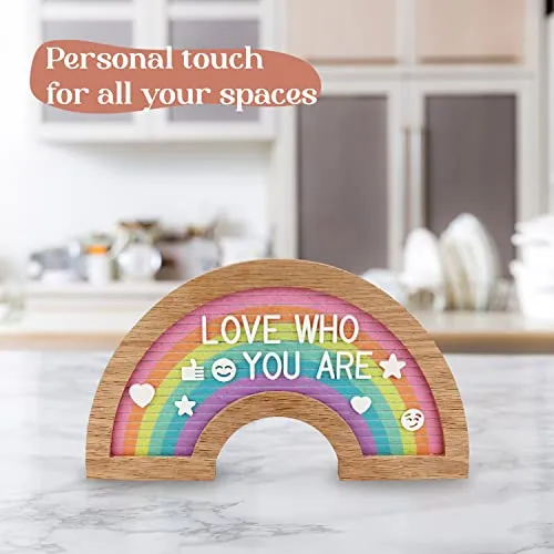 Rainbow Felt Letter Board 7 X 12.5 Inch 363 Changeable Letter Board Oak Frame