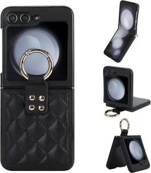 Samsung Galaxy Z Flip 5 with Ring Luxury Soft Rhomboid Protective Cover