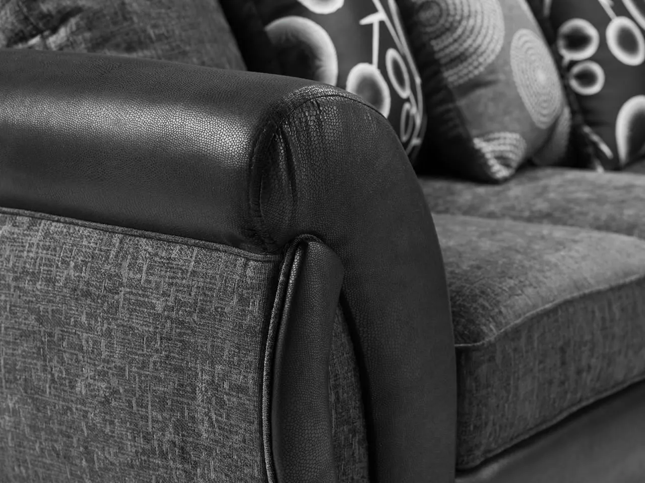 Shannon Sofa - Black/Grey 3 Seater - 193 CM