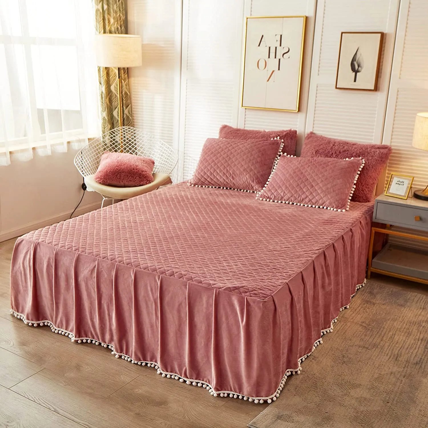 Softy Old Pink Bed Skirt