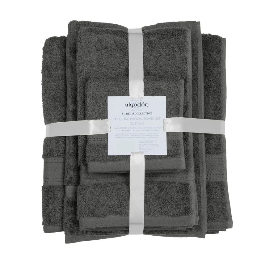 St Regis 7 Piece 600GSM Cotton Towel Set Charcoal