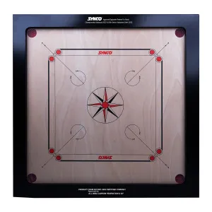 Synco 36 inches 4mm Chakri Back Full Size Carrom Board International for Professionals with Free Coins/Striker/Boric Powder