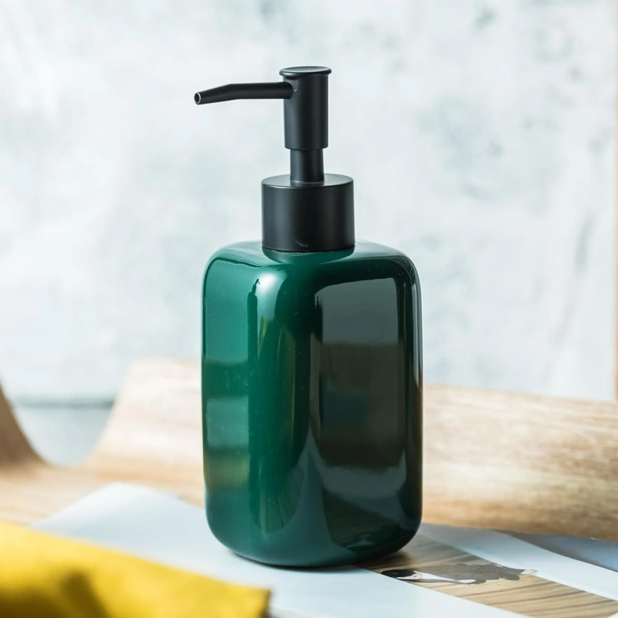 The Better Home 300ML Ceramic Soap Dispenser for Bathroom | Handwash Dispenser | Liquid Soap Dispenser for Kitchen | Bathroom Accessories | Hand Wash Dispensers Pump | Green