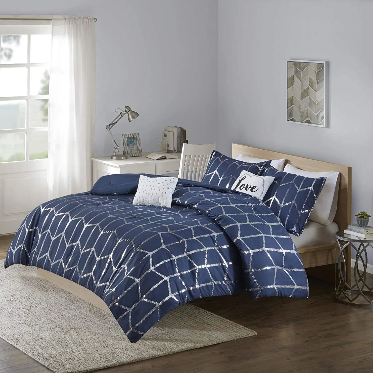 The Metallic Navy Bed Set