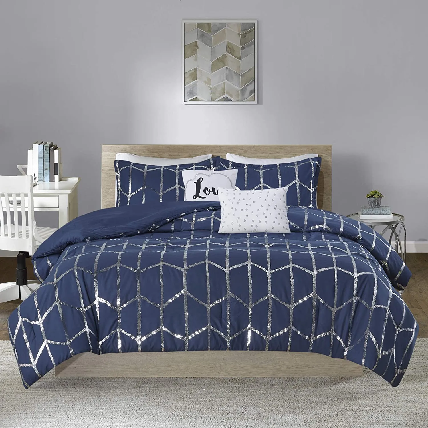 The Metallic Navy Bed Set