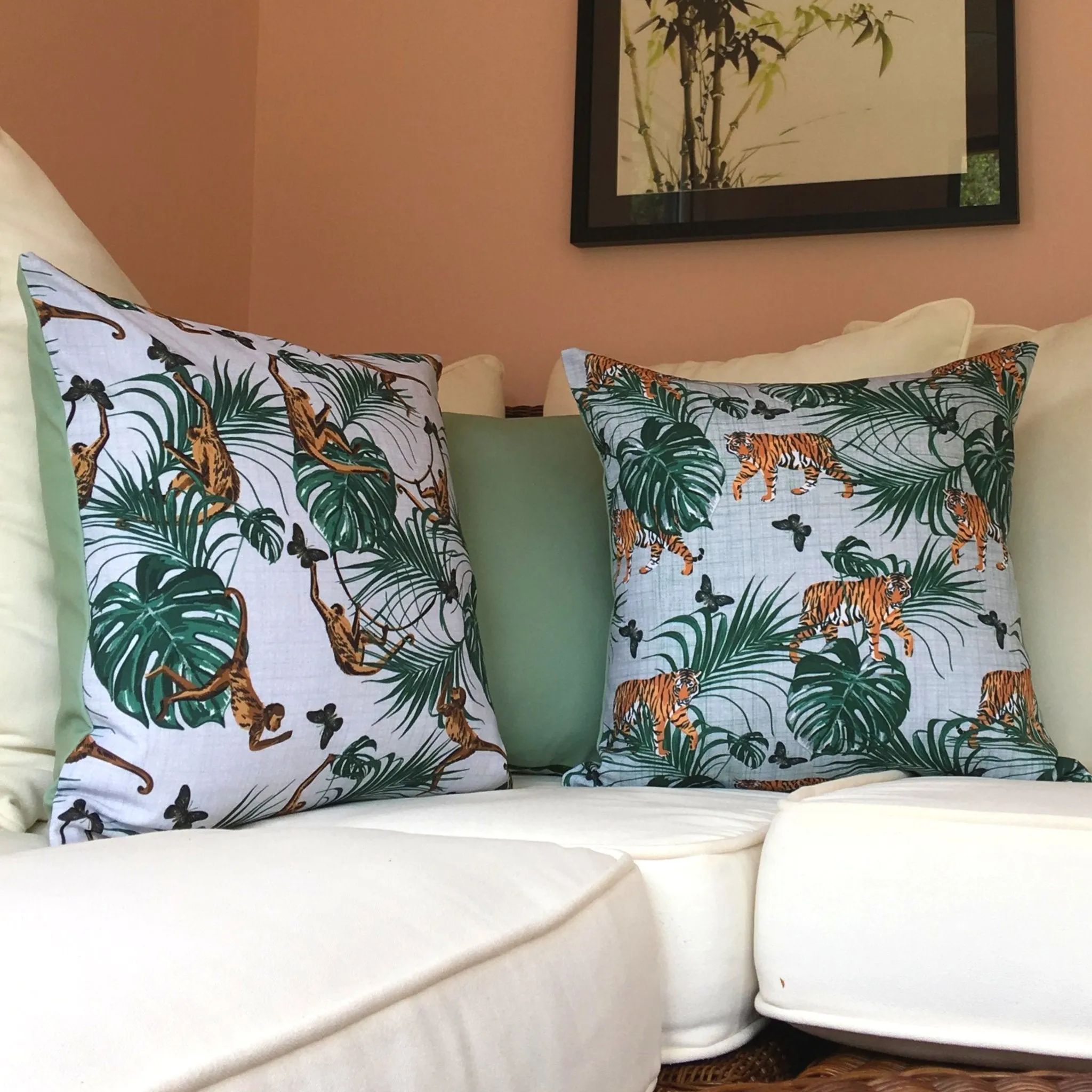 Tiger Water Resistant Garden Cushion Cover Scatter Pillow Cover Tropical Jungle Rainforest