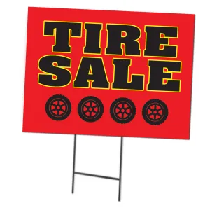 Tire Sale | Double Sided Sign with Metal Ground Stakes; 24"w x 18"h