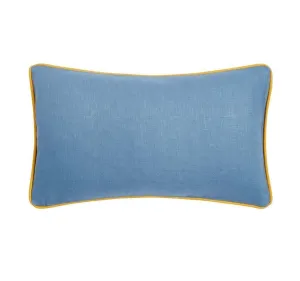 Ulster Weavers Plain Linen Cushion - Limelight (50cm x 30cm, Iris Blue/Ochre Yellow)