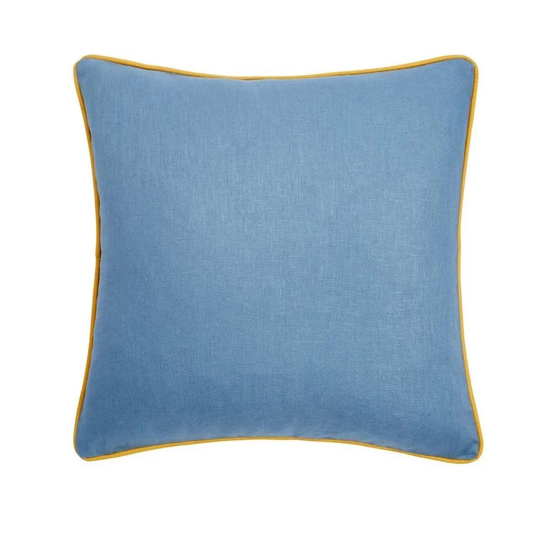 Ulster Weavers Plain Linen Cushion - Limelight (50cm x 50cm, Iris Blue/Ochre Yellow)