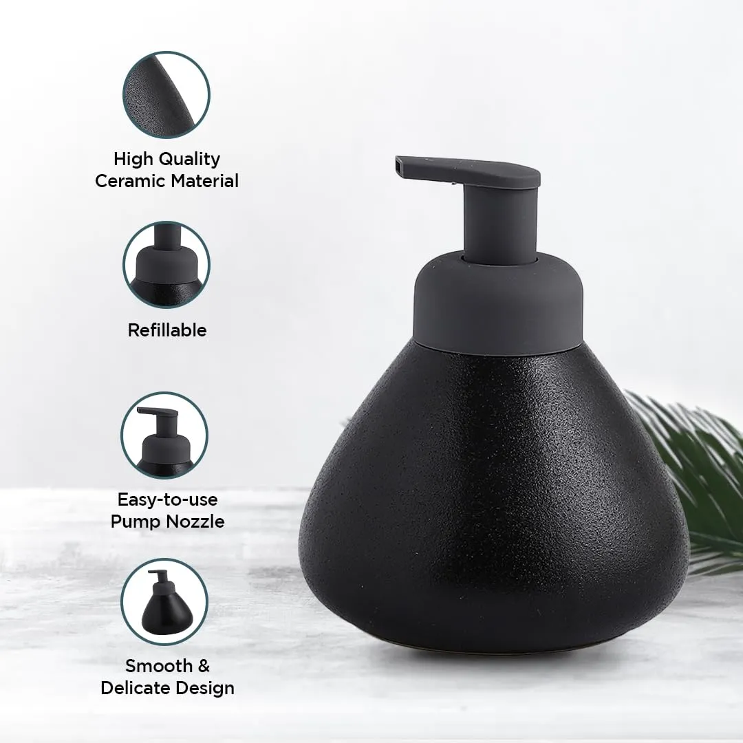 UMAI Foam Soap Dispenser | Stoneware | Ceramic Handwash Bottle for Kitchen | Soap Dispenser for Wash Basin | Bathroom Accessories (Pack of 3)