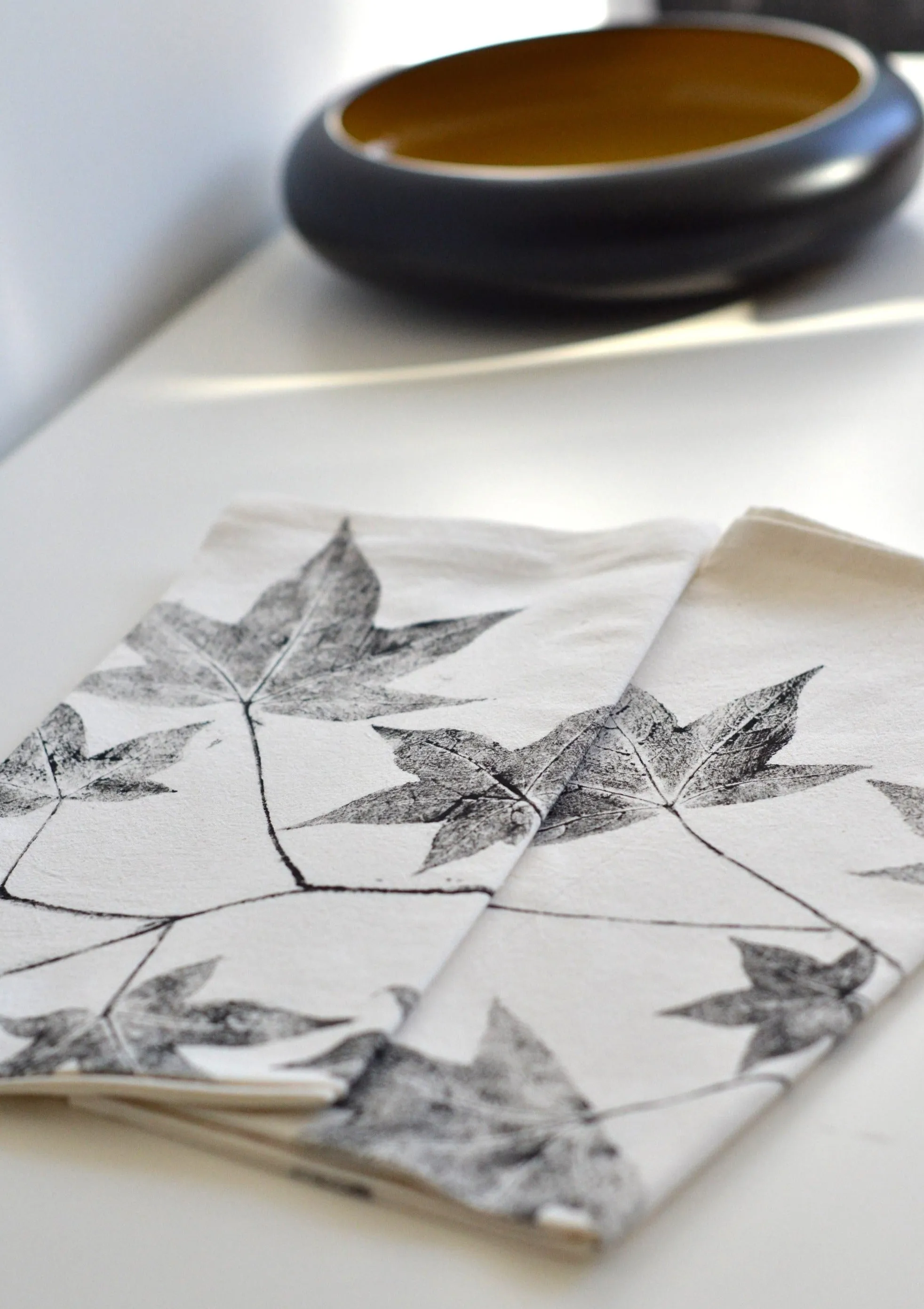 Unbleached 100% Cotton Sweetgum Leaf Tea Towel in Natural