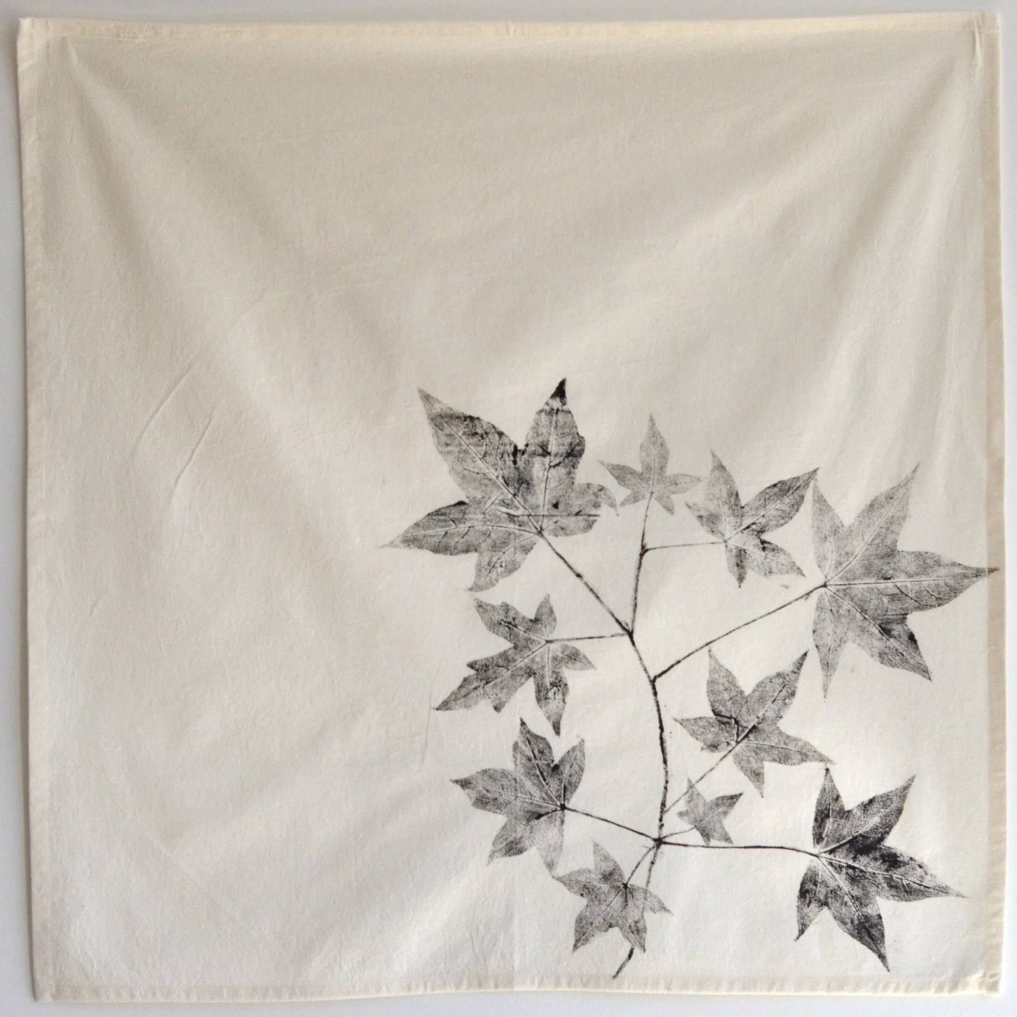 Unbleached 100% Cotton Sweetgum Leaf Tea Towel in Natural