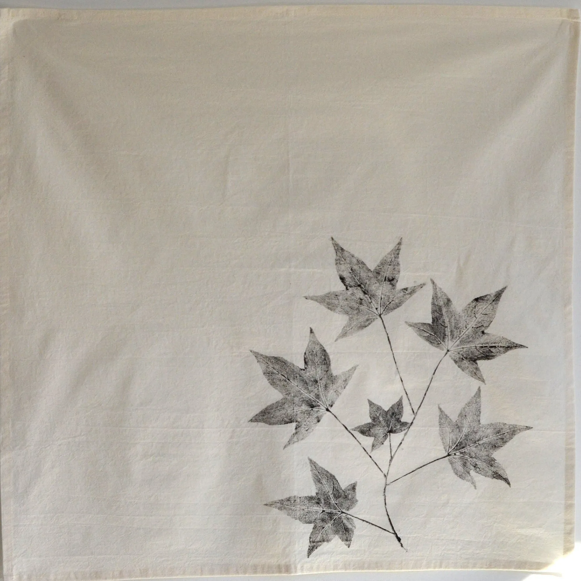 Unbleached 100% Cotton Sweetgum Leaf Tea Towel in Natural