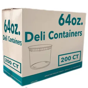 *WHOLESALE* 64oz. Heavy Duty Deli Containers with Lids | 200ct/case