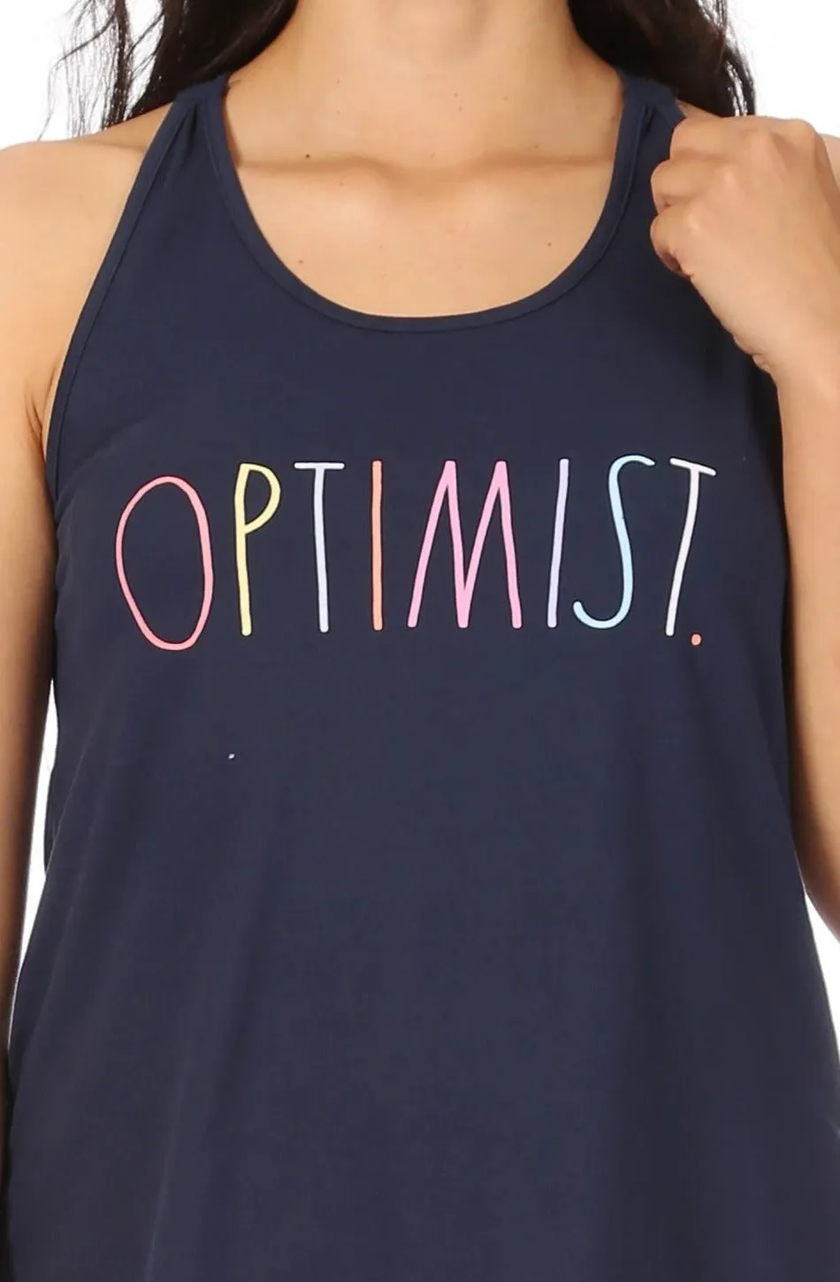 Women's "OPTIMIST" Racerback Tank and Drawstring Shorts Pajama Set